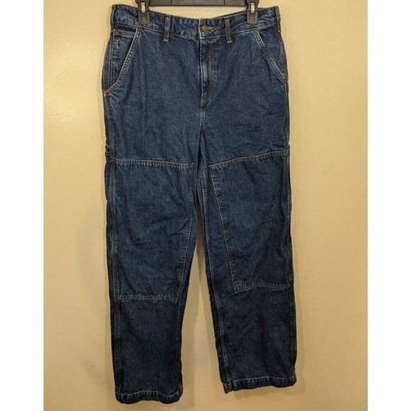 ASOS DESIGN Cotton High Rise Oversized Combat 'Skater' Jean In Darkwash 30/32 - Picture 3 of 8